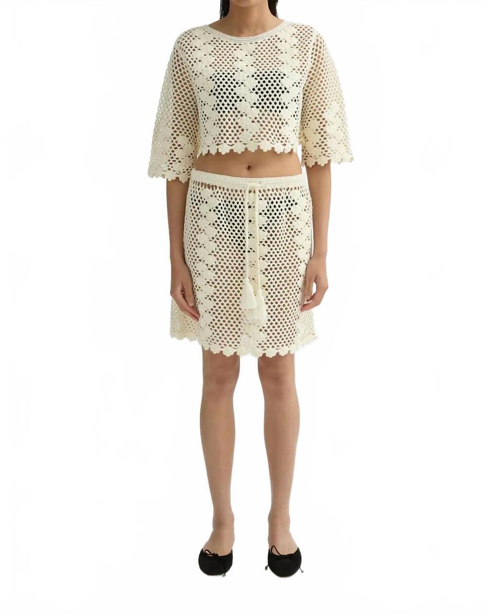 Posse Cream Crochet Crop Top